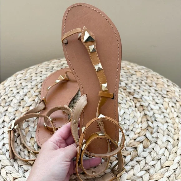 SCHUTZ Courtney studded flat genuine leather sandals - Picture 3 of 9